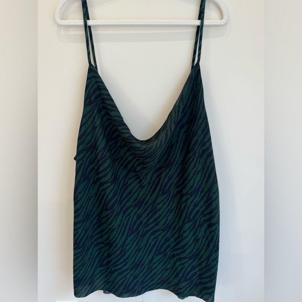 Nasty Gal Green Zebra Print Cowl Neck Slip Top - Size 16 - Picture 2 of 4